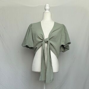 Altar'd State Sage Tie-Front Blouse